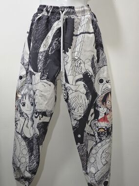 One Peice Jogger Pants in Black, White & Red Small-Medium Refer To Measurements.